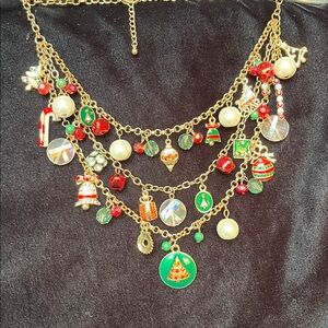 Vintage Holiday 3 Chained Charm Necklace
